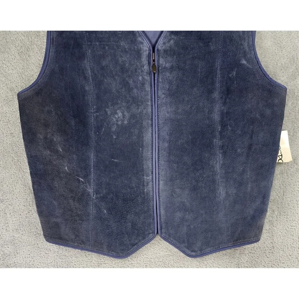 Passports Vest Skirt Set Womens Medium Blue Leather Full Zip Vintage Knee Length - Picture 13 of 16